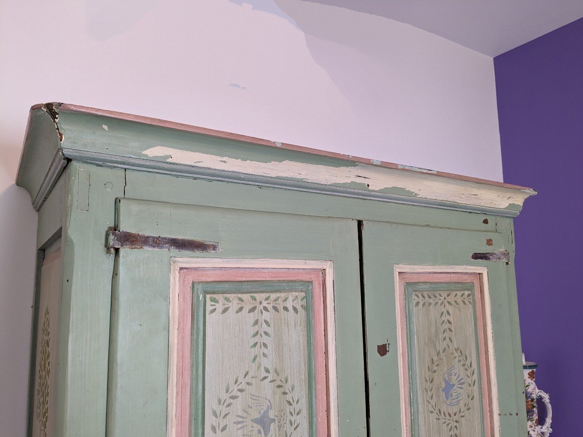 Armoire De Chambre En Bois Peint XIXème-photo-1