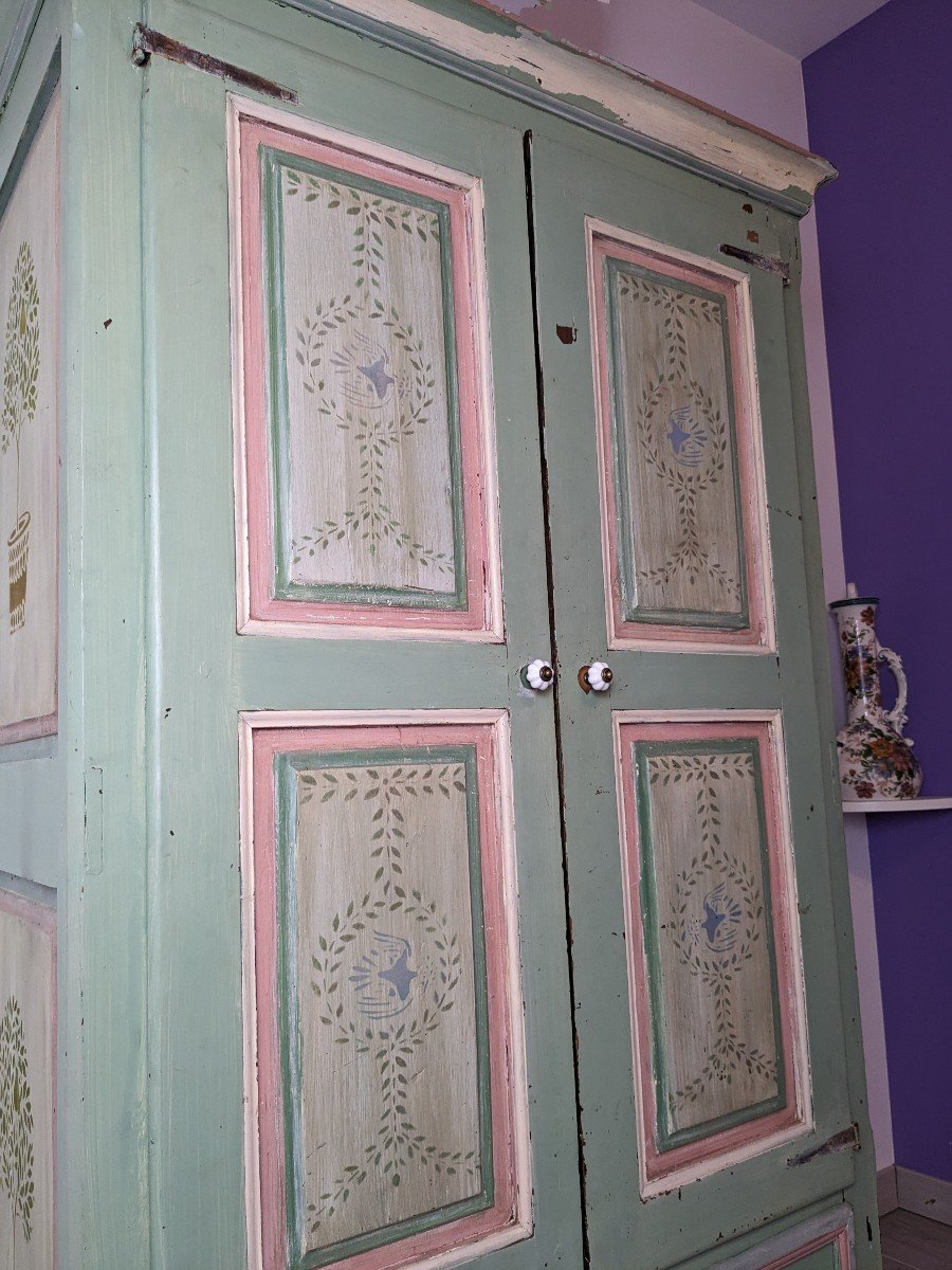 Armoire De Chambre En Bois Peint XIXème-photo-2