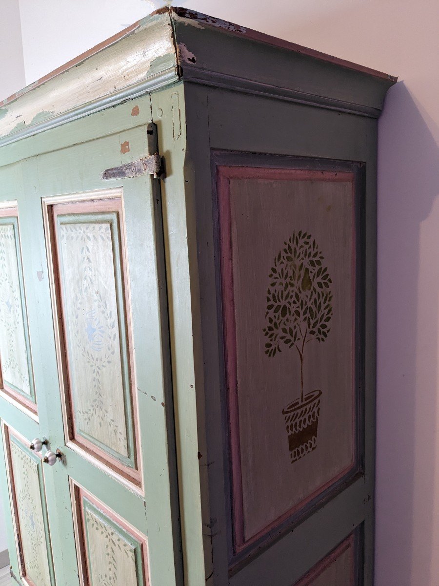 Armoire De Chambre En Bois Peint XIXème-photo-4