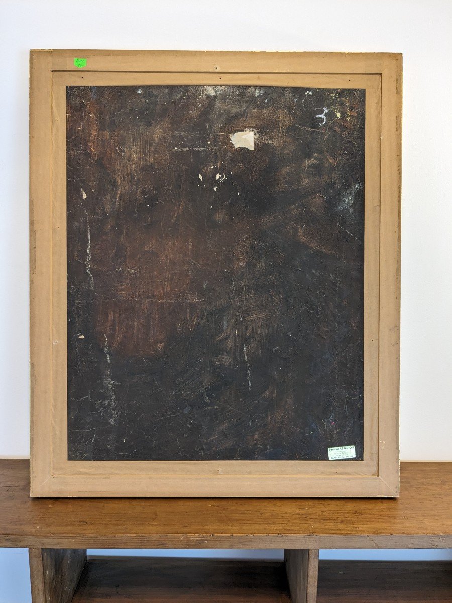 Huile Sur Panneau "marchande De Fleurs" Par Jean Gilis (1897-1990)-photo-4