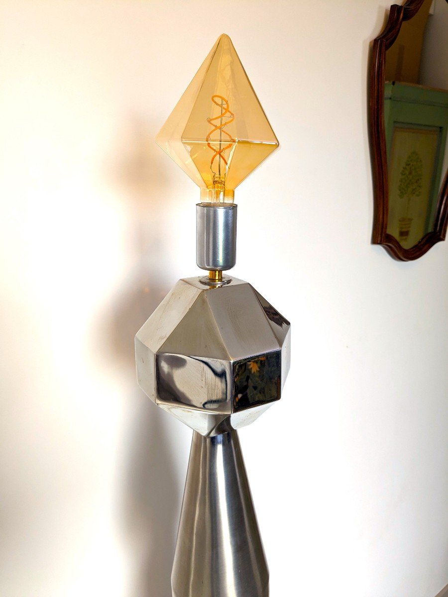 Lampadaire Fusée Vintage En Aluminium Chromé-photo-3