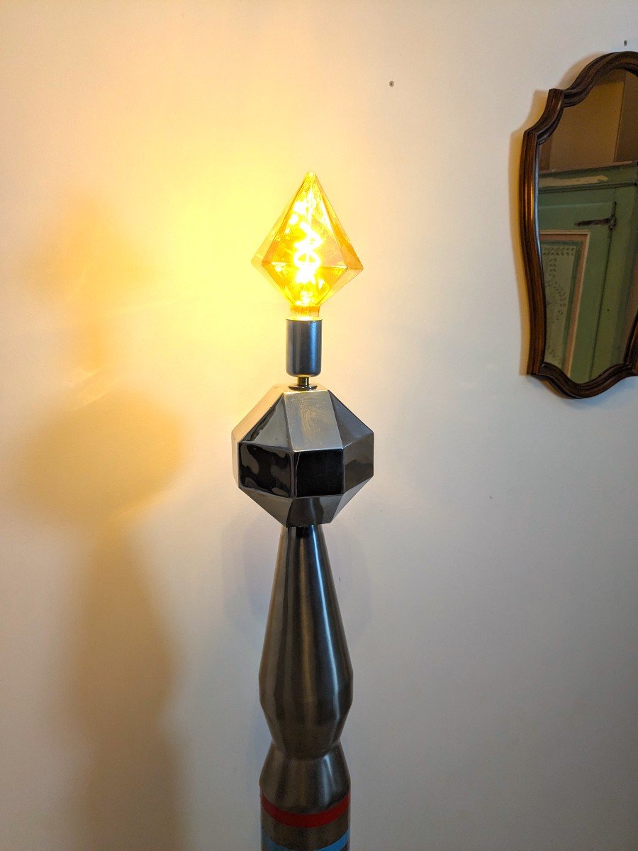 Lampadaire Fusée Vintage En Aluminium Chromé-photo-4