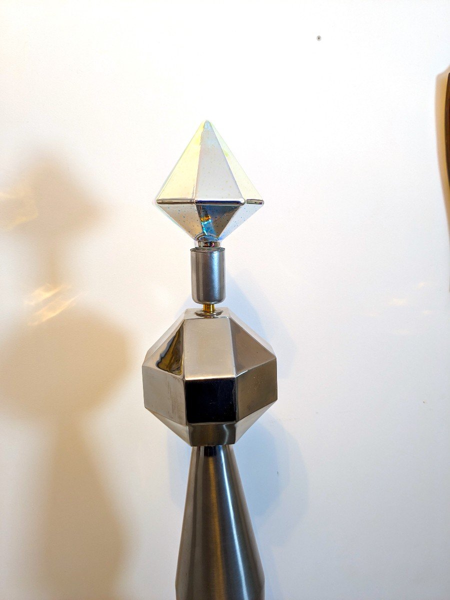 Lampadaire Fusée Vintage En Aluminium Chromé-photo-5