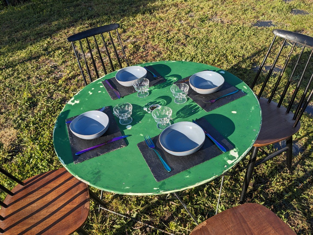 Table De Jardin Pliante Vintage Verte-photo-3