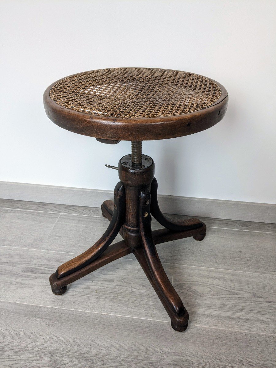 Caned Piano Stool By Jacob & Josef Kohn 19th Century-photo-2