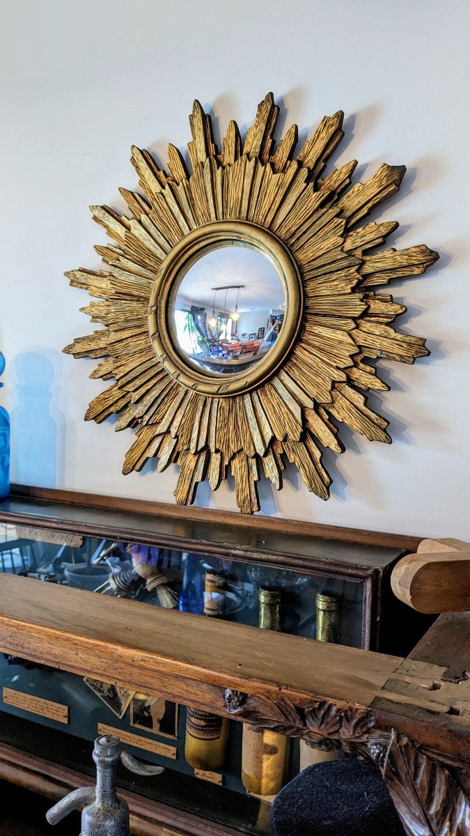 Miroir Soleil Dit "oeil De Sorcière" Doré 54 Cm-photo-3
