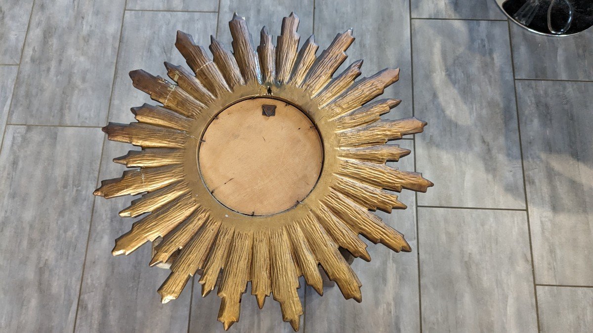 Miroir Soleil Dit "oeil De Sorcière" Doré 54 Cm-photo-6