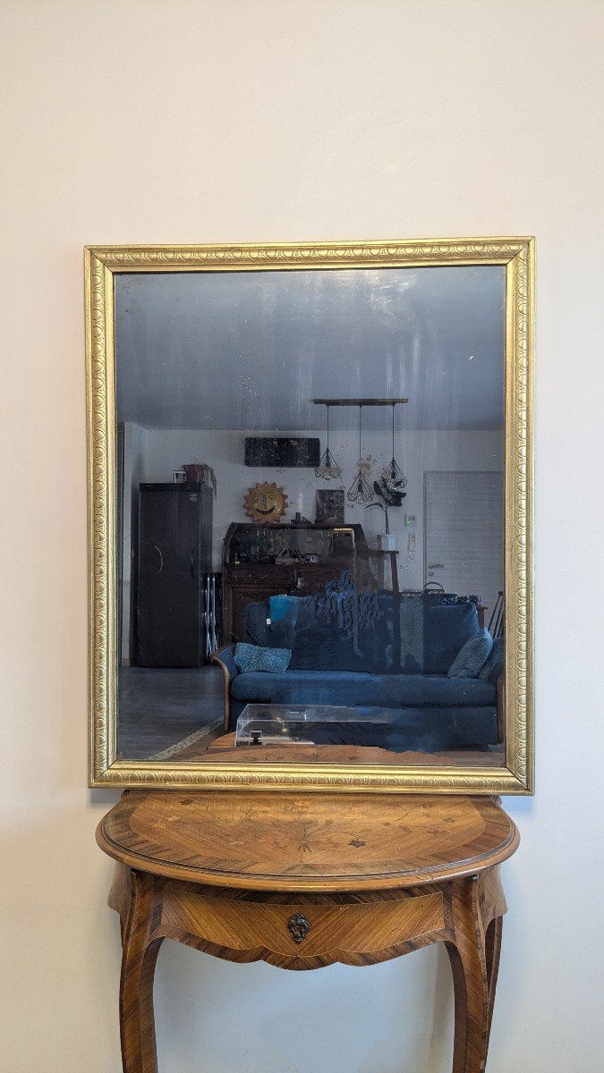 Grand Miroir En Bois Doré 78 X 96 Cm-photo-2