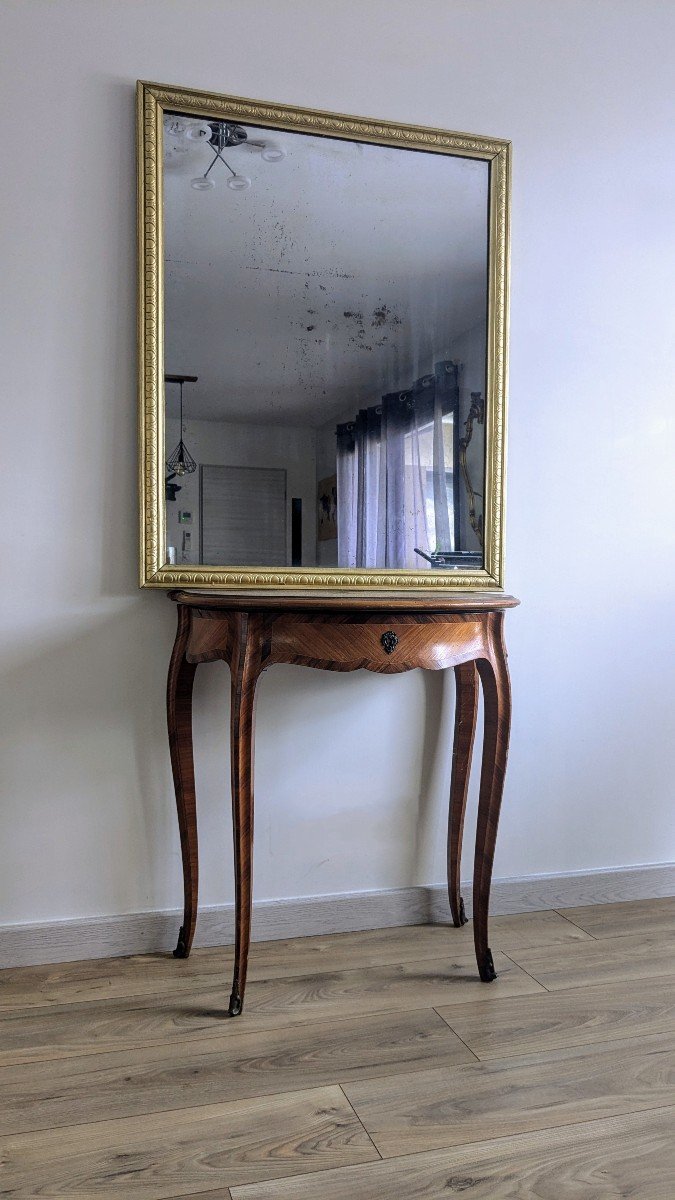 Grand Miroir En Bois Doré 78 X 96 Cm-photo-3