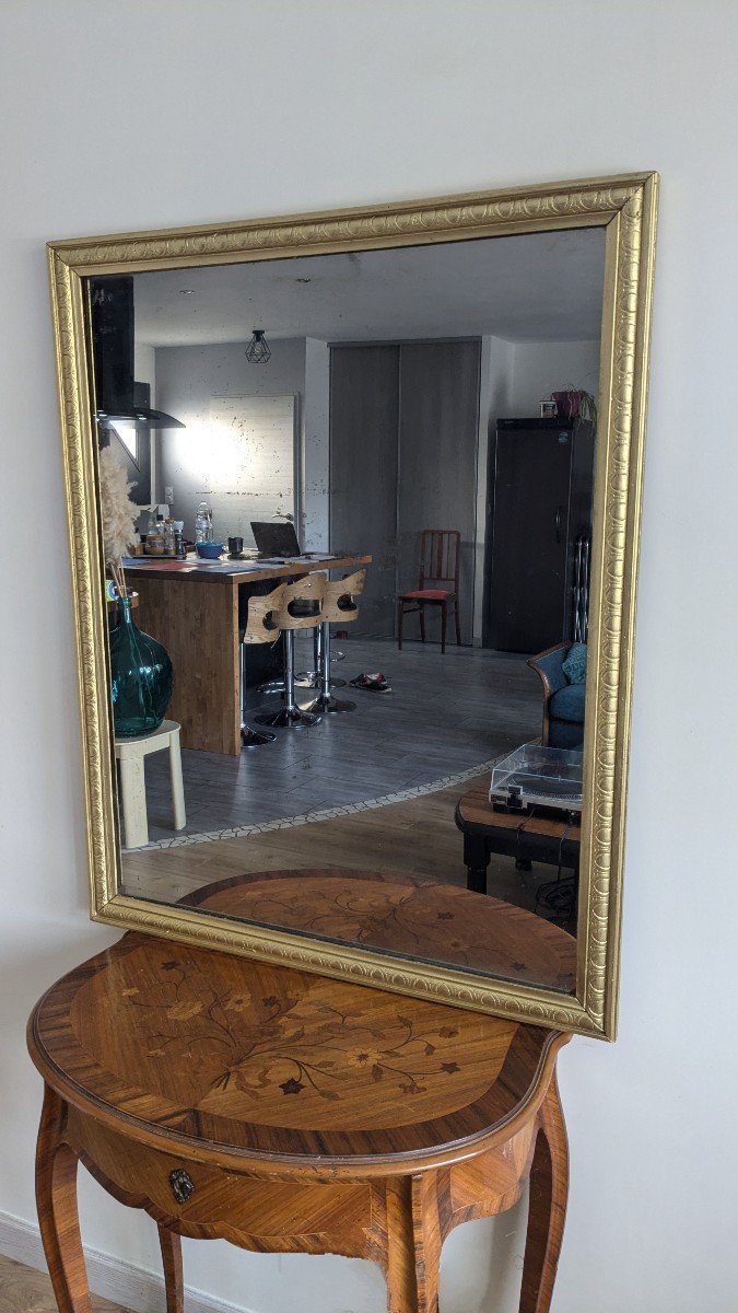 Grand Miroir En Bois Doré 78 X 96 Cm-photo-4