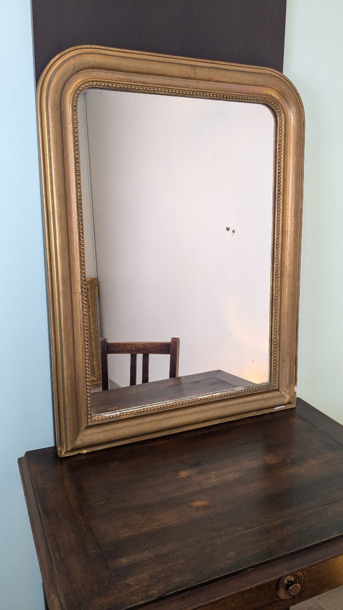 Miroir d'époque Louis Philippe Doré 87 X 66 Cm-photo-3
