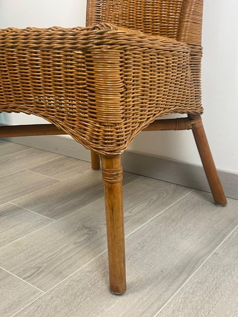 Vintage Rattan Lounge Chair (3 Pieces Available)-photo-7
