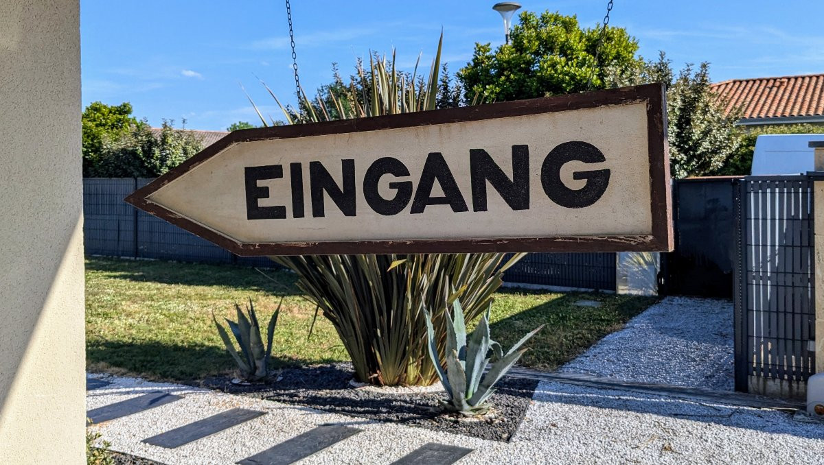 Ancienne grande pancarte d'atelier "Eingang"-photo-2