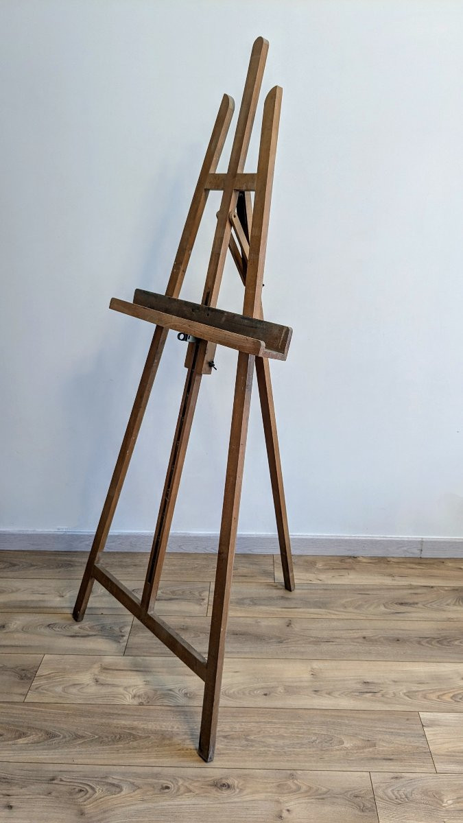 Antique Adjustable Wooden Painter's Easel-photo-4