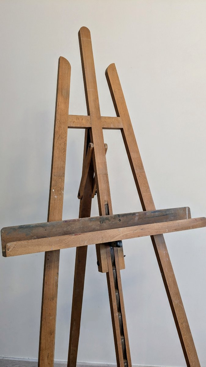 Antique Adjustable Wooden Painter's Easel-photo-2