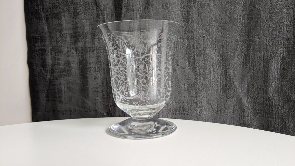 Vase art deco en cristal de Baccarat, modèle Michelangelo-photo-3