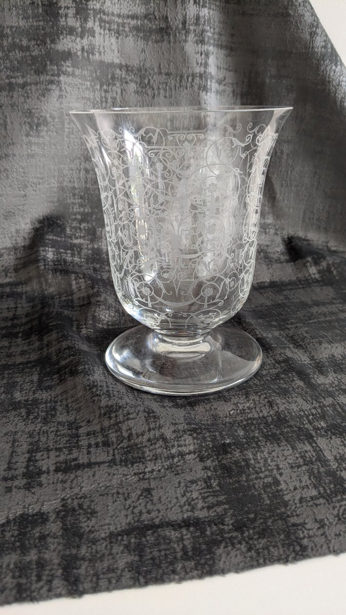 Vase art deco en cristal de Baccarat, modèle Michelangelo-photo-4