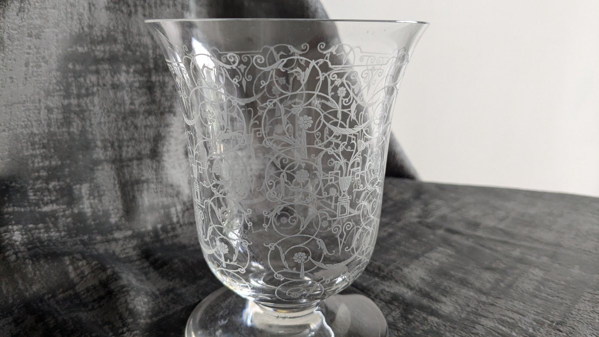 Vase art deco en cristal de Baccarat, modèle Michelangelo-photo-4