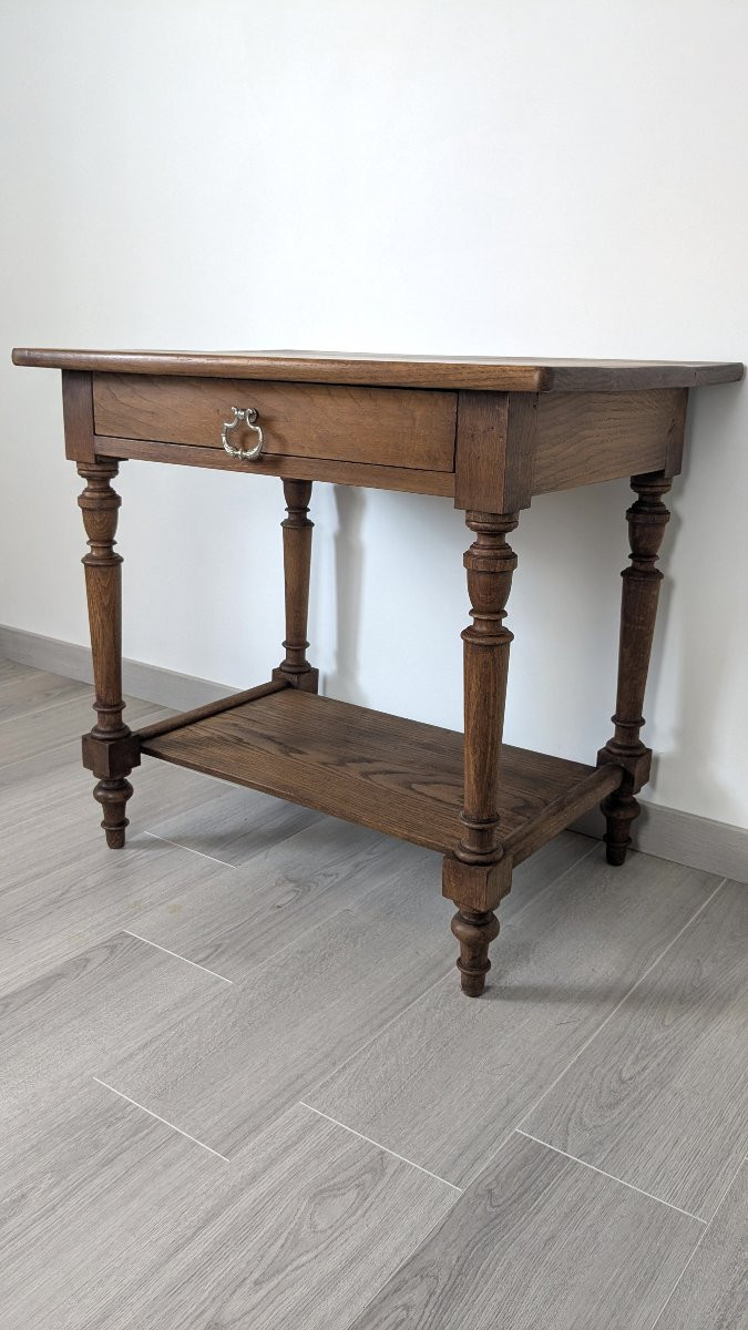 Napoleon III Style Writing Table, Solid Oak, 20th Century-photo-4