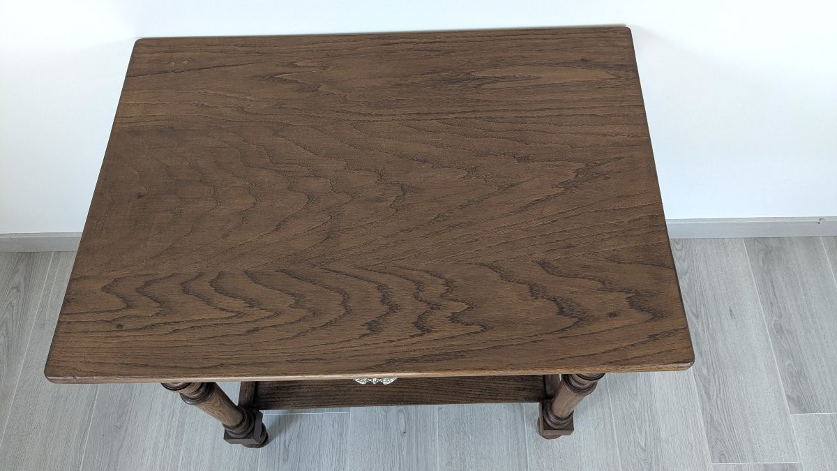 Napoleon III Style Writing Table, Solid Oak, 20th Century-photo-1
