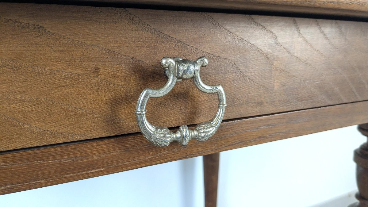 Napoleon III Style Writing Table, Solid Oak, 20th Century-photo-6