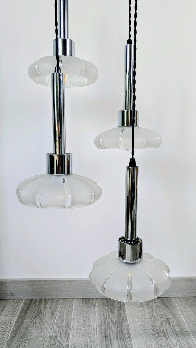 Art Deco 4-shade Glass Chandelier, Czechoslovakia Circa 1930 – 1960s Frame-photo-2