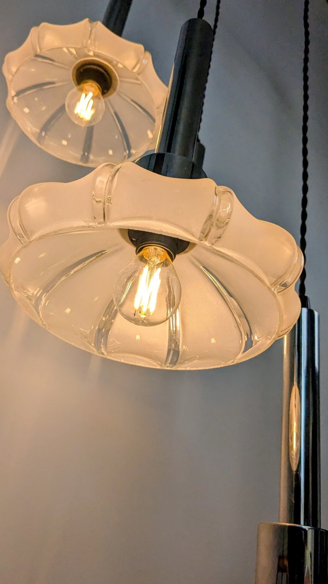 Art Deco 4-shade Glass Chandelier, Czechoslovakia Circa 1930 – 1960s Frame-photo-5