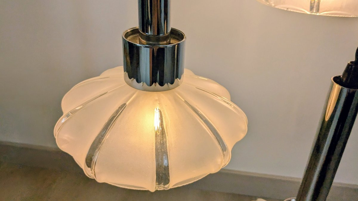 Art Deco 4-shade Glass Chandelier, Czechoslovakia Circa 1930 – 1960s Frame-photo-6