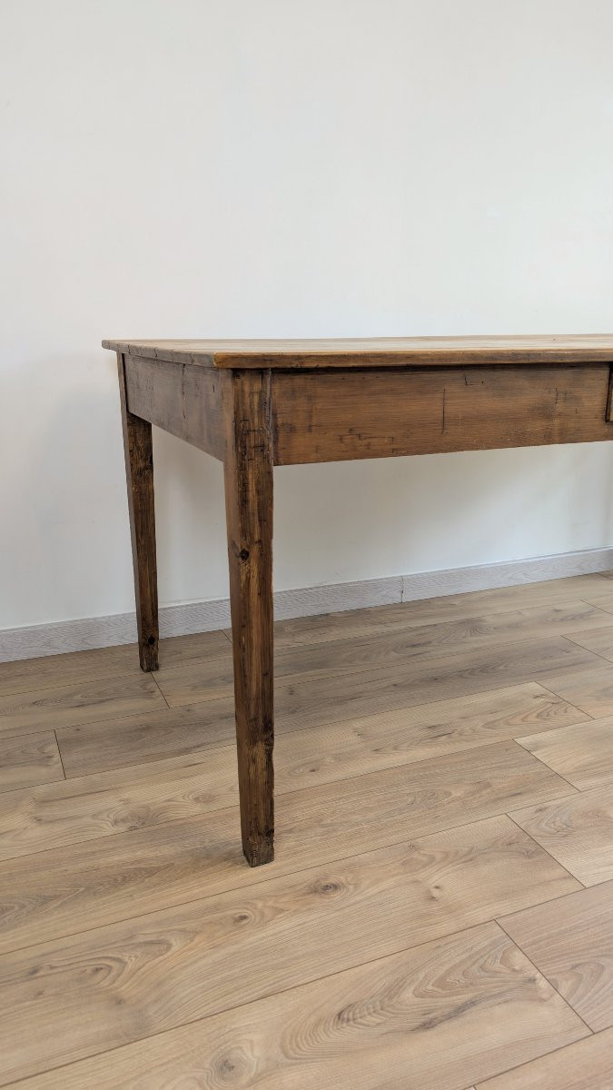 Rustic Farmhouse Table - Poplar Wood, Center Drawer-photo-2