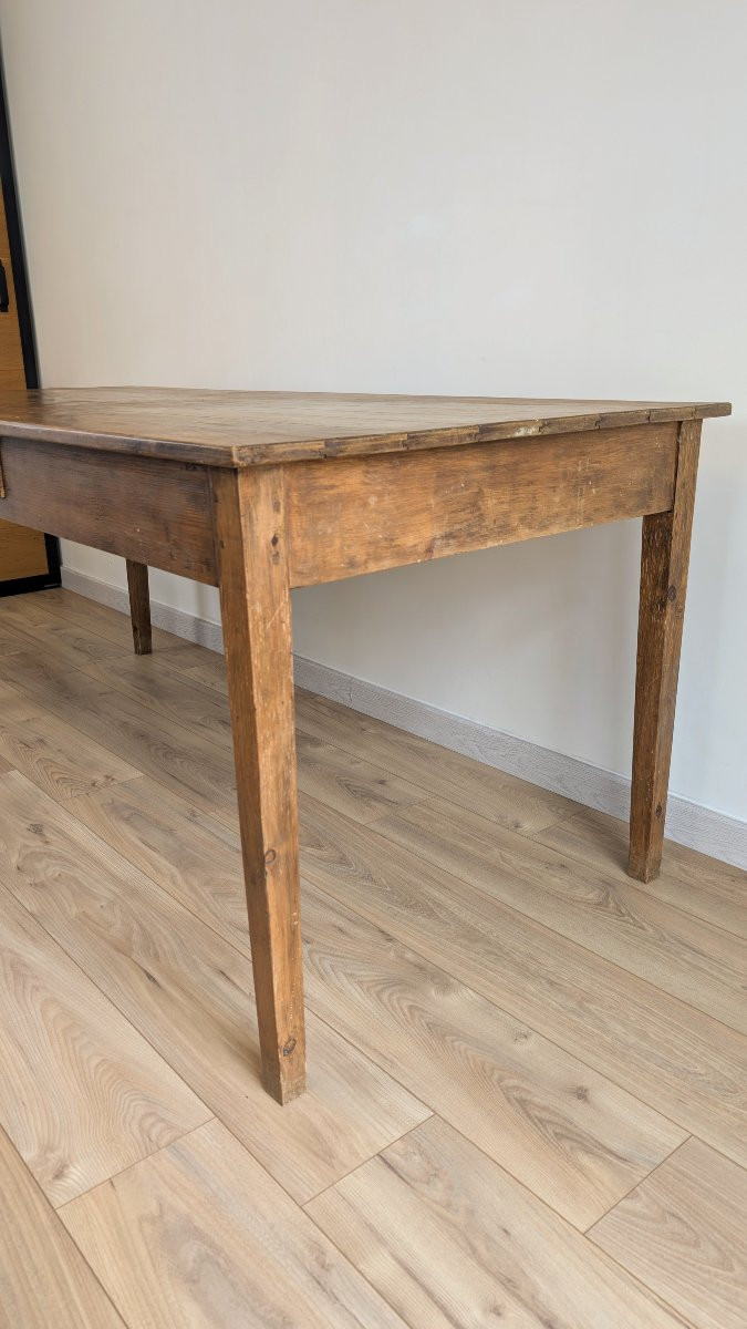 Rustic Farmhouse Table - Poplar Wood, Center Drawer-photo-3