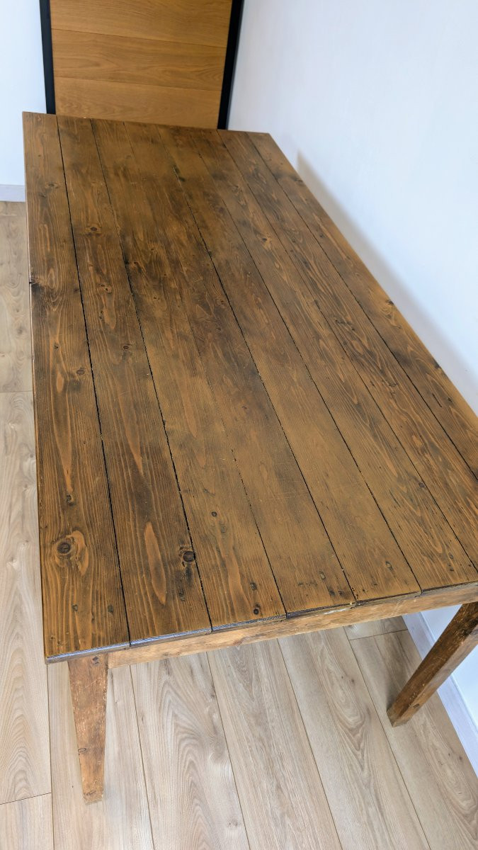 Rustic Farmhouse Table - Poplar Wood, Center Drawer-photo-4