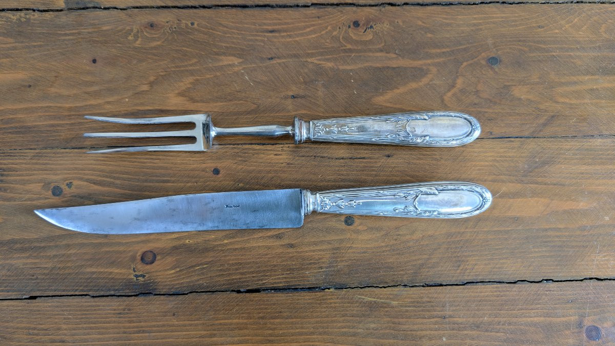 Auguste Leroy, service à gigot en argent massif Minerve – orfèvrerie française-photo-4