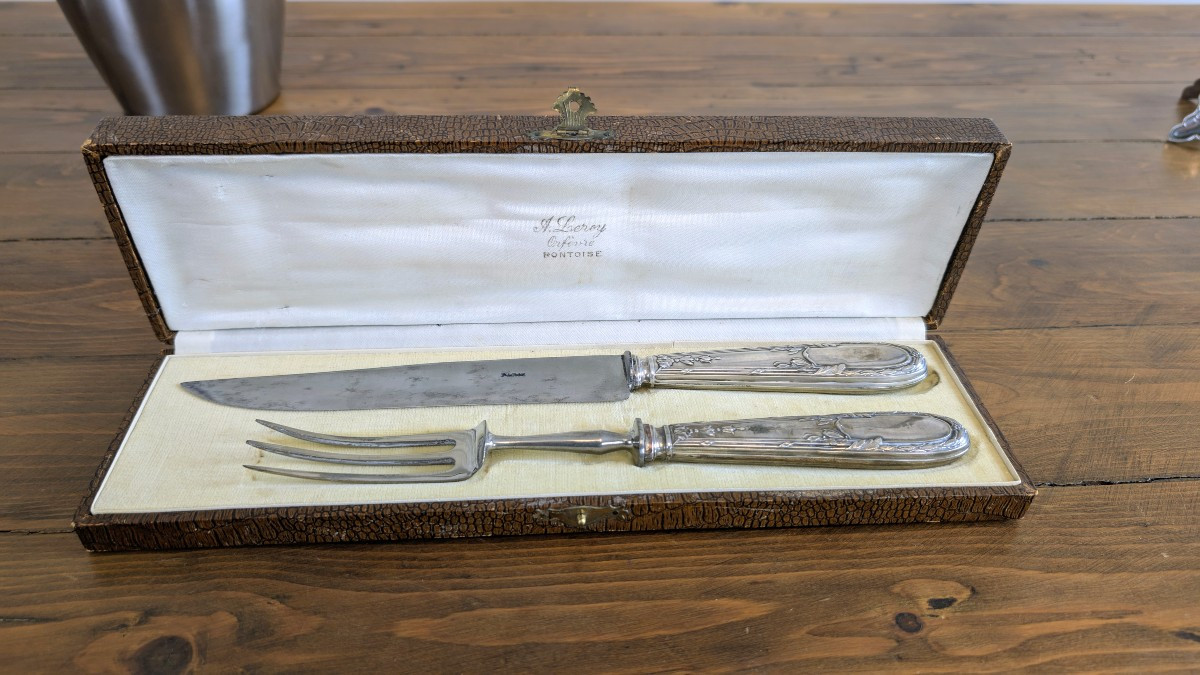 Auguste Leroy, service à gigot en argent massif Minerve – orfèvrerie française