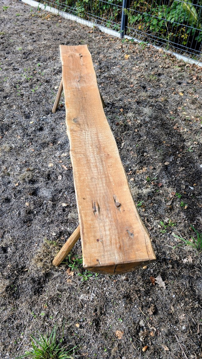 Paire de bancs brutalistes – bois massif, design brut et unique-photo-2