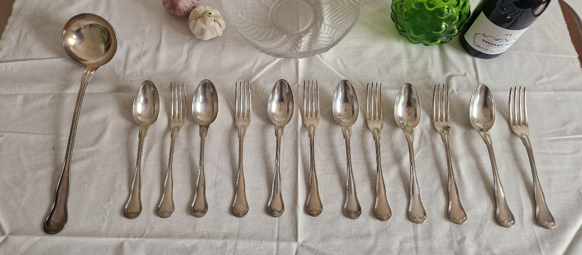 Christofle – "violonné Au Filet" Flatware Set – Refined Silver-plated Service