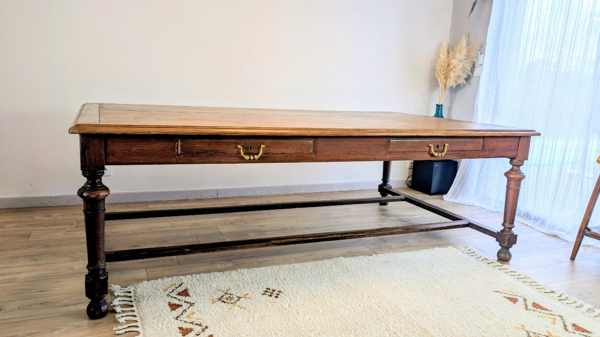 Table de campagne en pitchpin 230×140 cm – noblesse rustique et format hors norme-photo-2