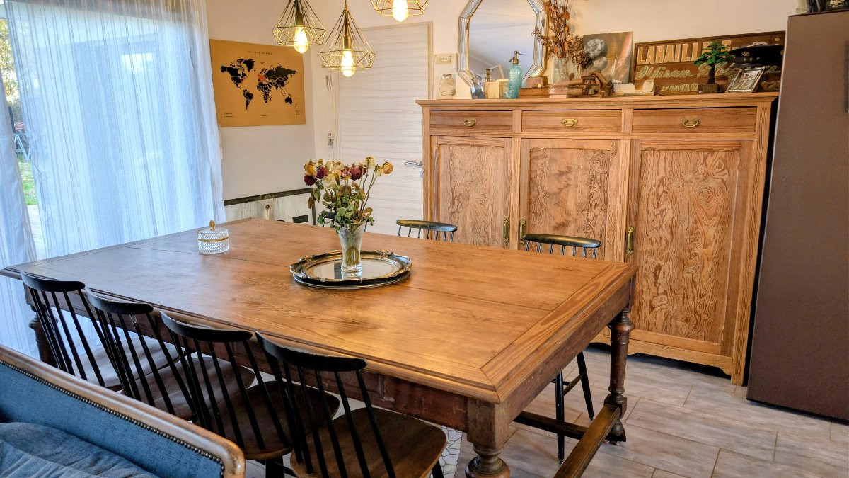 Table de campagne en pitchpin 230×140 cm – noblesse rustique et format hors norme-photo-5