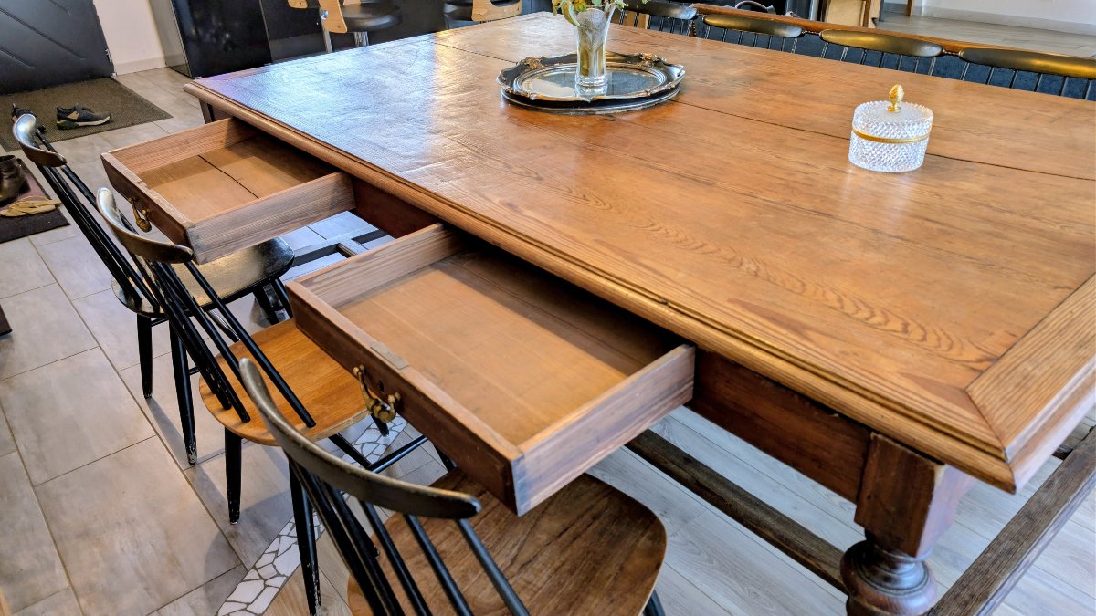 Table de campagne en pitchpin 230×140 cm – noblesse rustique et format hors norme-photo-8