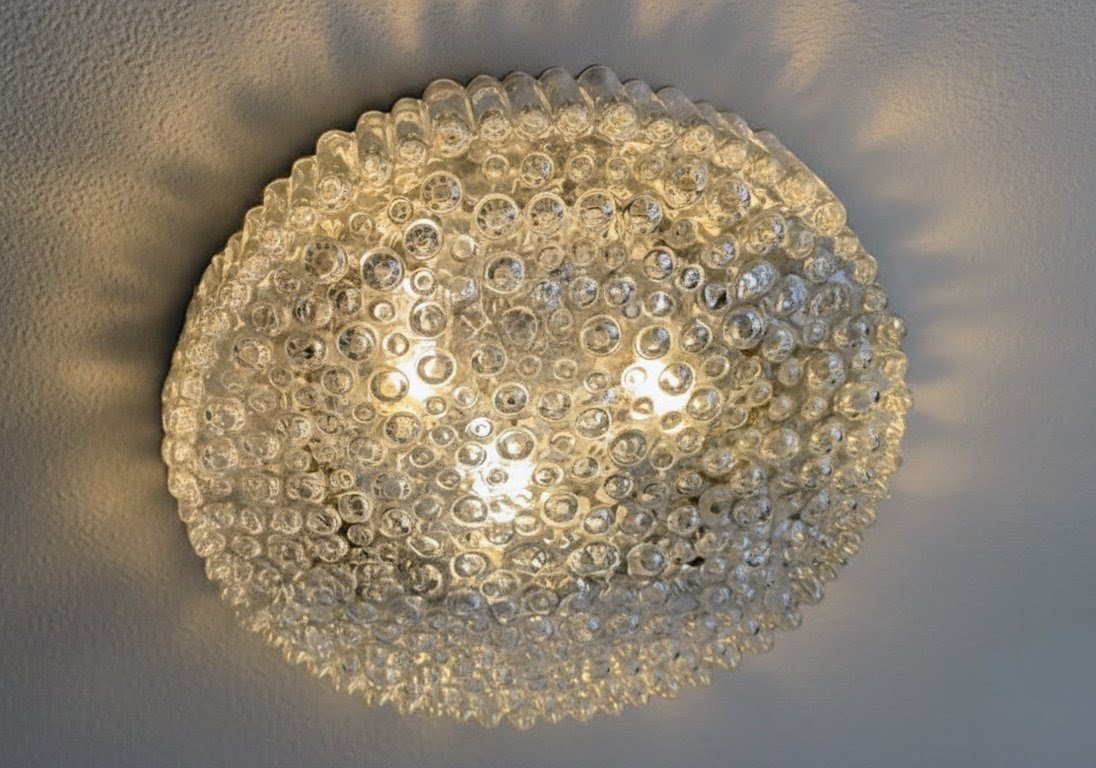 Space Age Ceiling Light In Bubbled Glass By Staff Leuchten, Germany, 1960s-photo-2