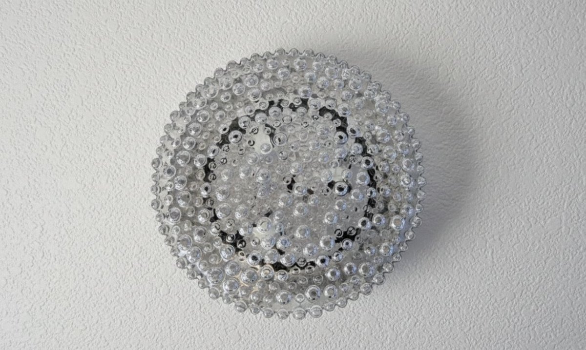 Space Age Ceiling Light In Bubbled Glass By Staff Leuchten, Germany, 1960s-photo-2