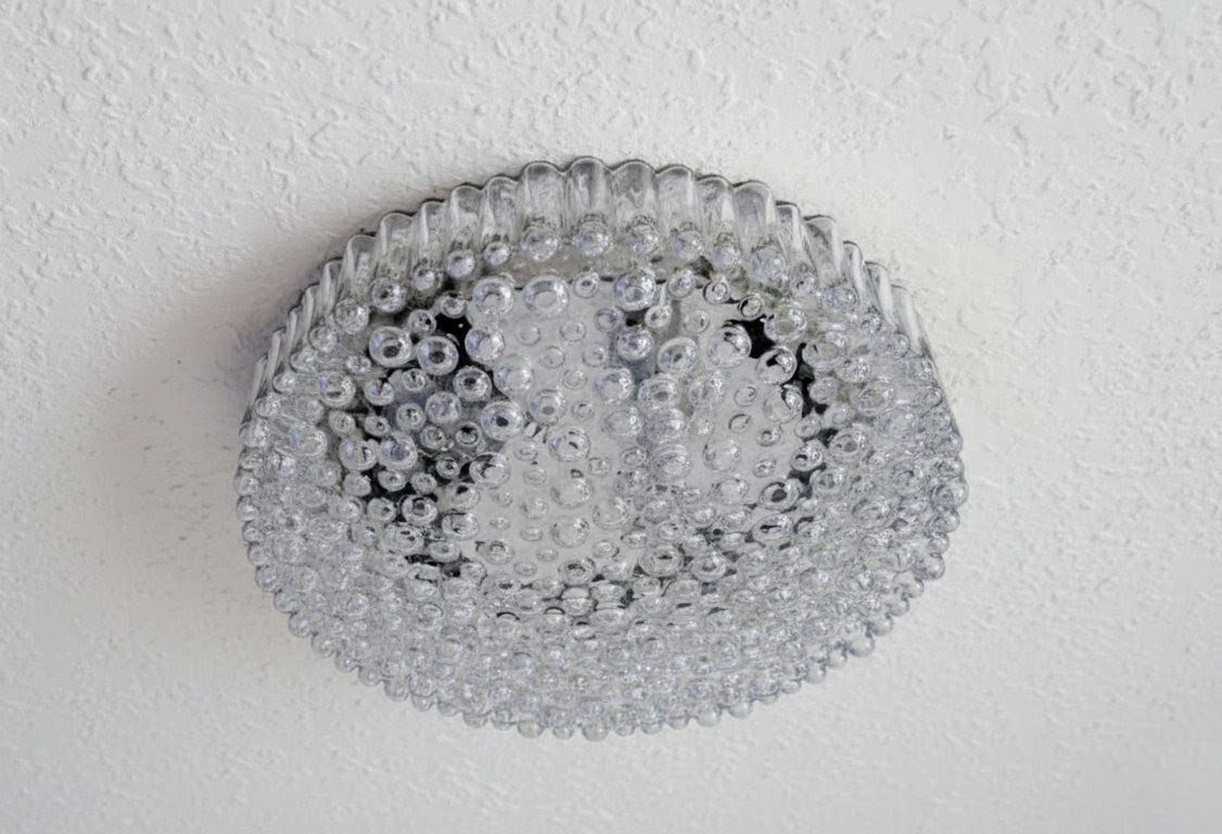 Space Age Ceiling Light In Bubbled Glass By Staff Leuchten, Germany, 1960s-photo-3