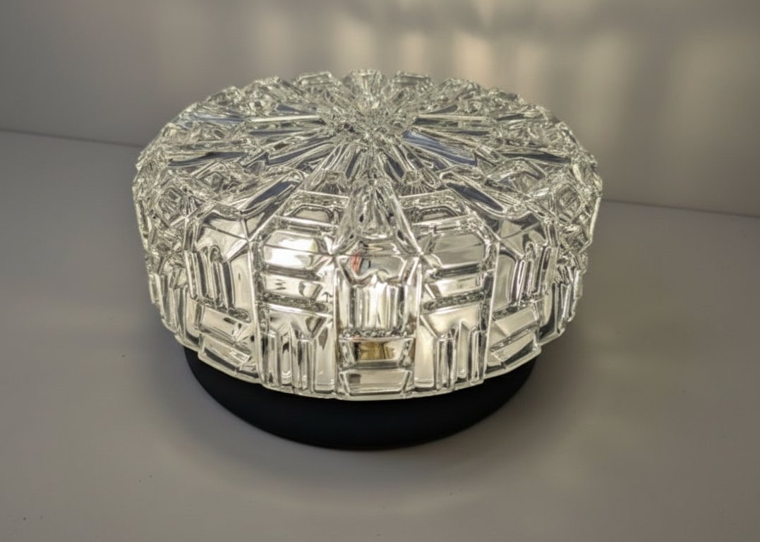 Pair Of Space Age Molded Glass Light Fixtures, Dating From The 1960s-1970s-photo-2