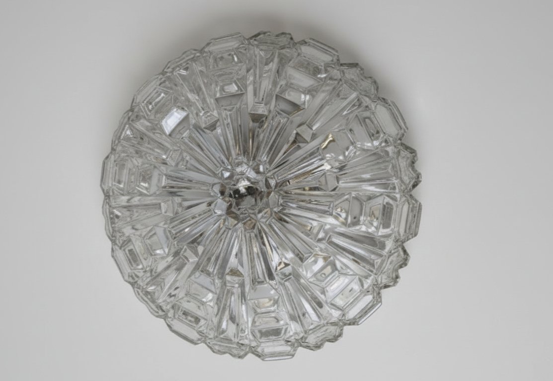 Pair Of Space Age Molded Glass Light Fixtures, Dating From The 1960s-1970s-photo-2