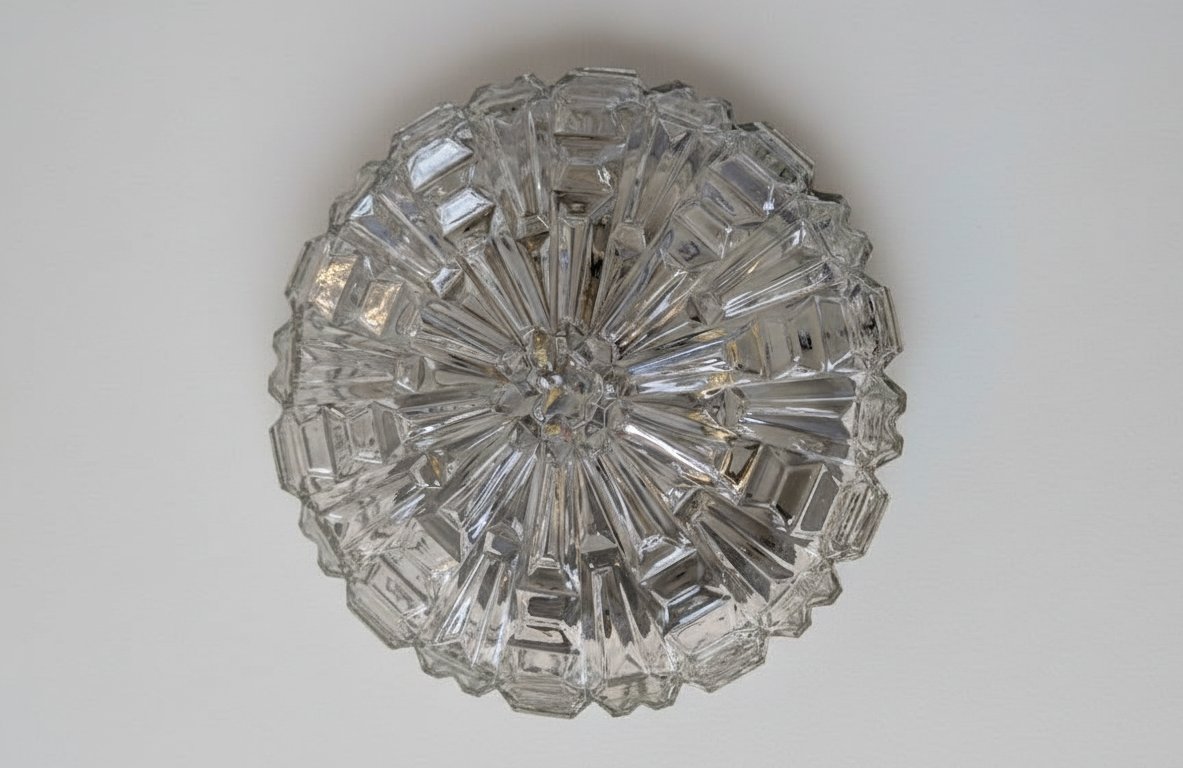 Pair Of Space Age Molded Glass Light Fixtures, Dating From The 1960s-1970s-photo-3