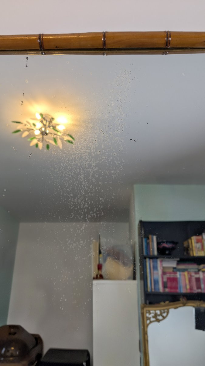 Important miroir en bois sculpté imitation bambou, XXe siècle - 102 x 75 cm-photo-3