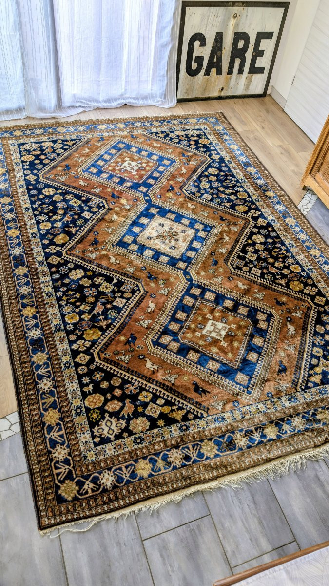 Large Hand-knotted Shiraz Persian Tribal Rug In Wool, 300 X 220 Cm-photo-2