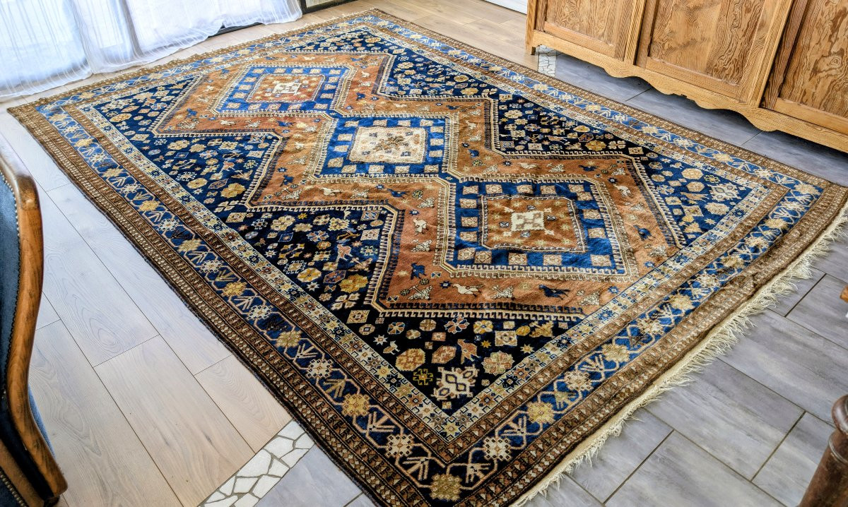 Large Hand-knotted Shiraz Persian Tribal Rug In Wool, 300 X 220 Cm-photo-3