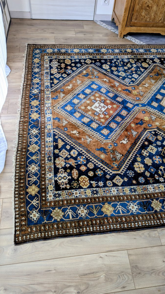 Large Hand-knotted Shiraz Persian Tribal Rug In Wool, 300 X 220 Cm-photo-1