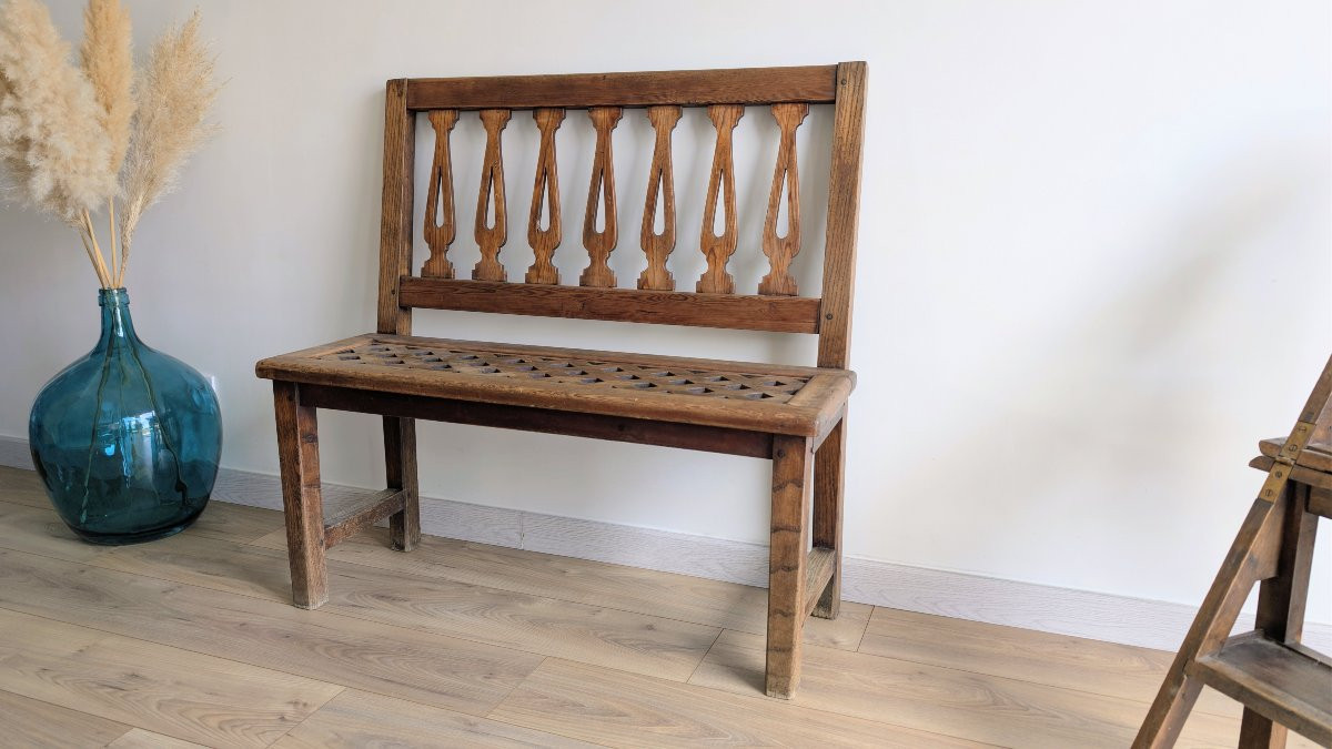 Antique Church Pew Made Of Pitch Pine, Traditional Rustic Furniture-photo-3
