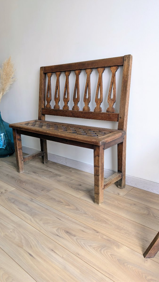 Antique Church Pew Made Of Pitch Pine, Traditional Rustic Furniture-photo-4